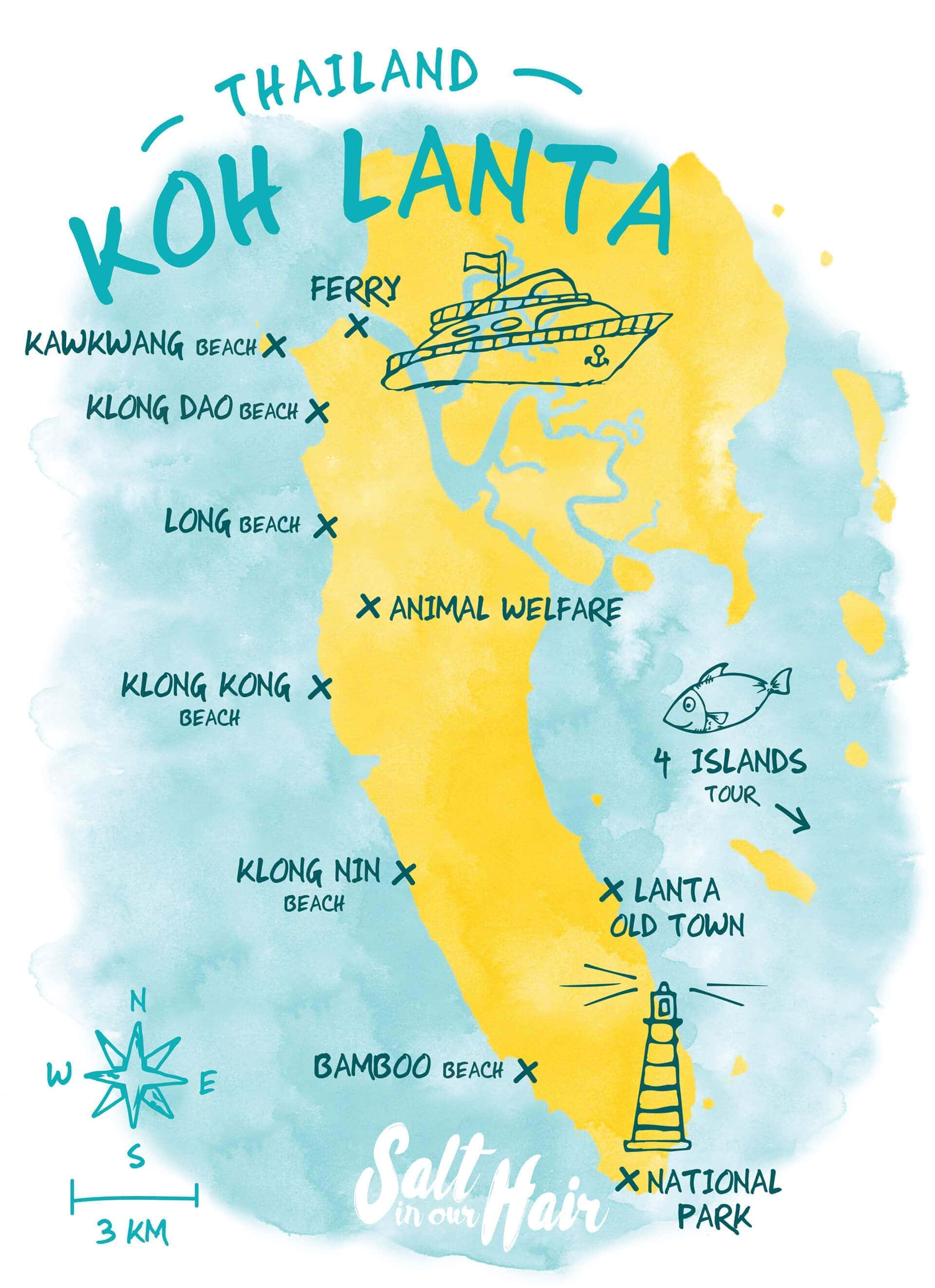 koh lanta map beaches